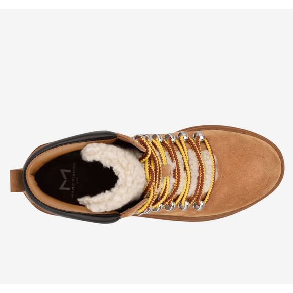 NEW Marc Fisher LTD Tan Suede Leather Nairy Hiking Boots, Sz 9.5M (JJ) - Picture 4 of 12